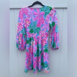 Lilly Pulitzer Aurelia‎ 3/4 Sleeve Dress SZ XXS Multi Tigers Lair